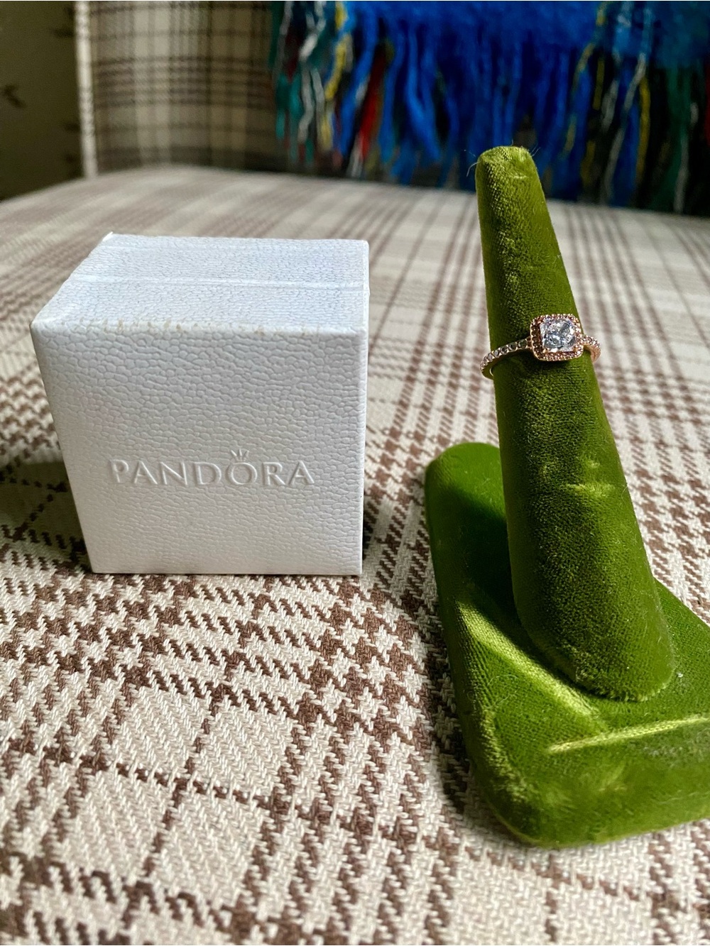 Pandora Rose Gold Halo Ring with Clear Cubic Stone